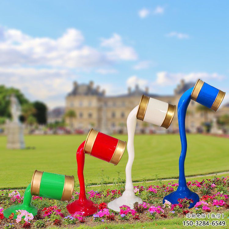 店門口油漆桶雕塑 創意動漫雕塑 仿真擺件