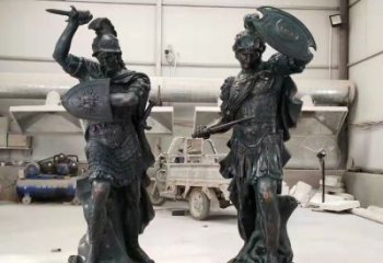 古銅色武士雕塑 大型城市雕塑 商業(yè)街擺件