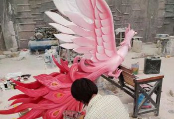 公園鳳凰雕塑定制 酒店門口雕塑 彩繪擺件