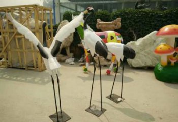 定制彩繪仙鶴雕塑 仿真動(dòng)物雕塑 步行街?jǐn)[件生產(chǎn)