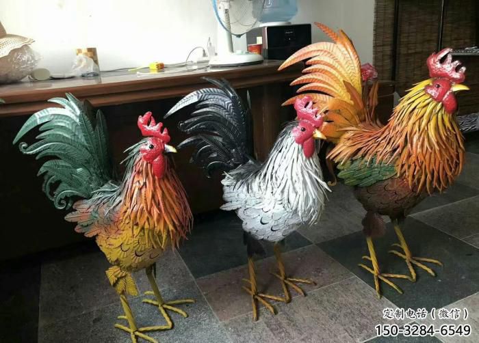 玻璃鋼田間公雞雕塑廠家 彩繪仿真雕塑 園林?jǐn)[件