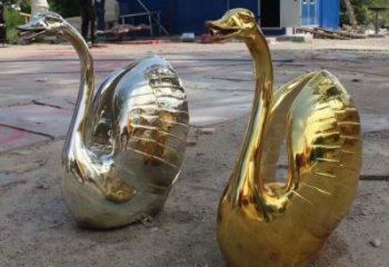 不銹鋼創(chuàng)意天鵝雕塑 步行街店門口雕塑 家禽小品