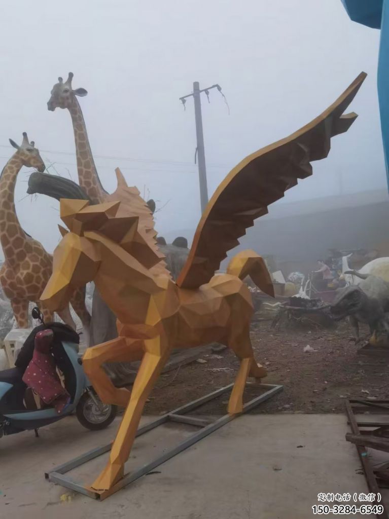 廣場玻璃鋼飛馬雕塑 公園仿真雕塑 抽象擺件