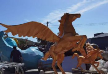 田間玻璃鋼飛馬雕塑 彩繪仿真雕塑 園林擺件