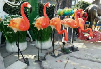 玻璃鋼城市火烈鳥雕塑 風景區彩繪雕塑 抽象擺件