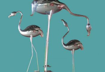 仿真不銹鋼火烈鳥雕塑 酒店公園雕塑 風景區擺件