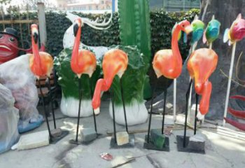 公園玻璃鋼火烈鳥雕塑 酒店門口雕塑 彩繪擺件