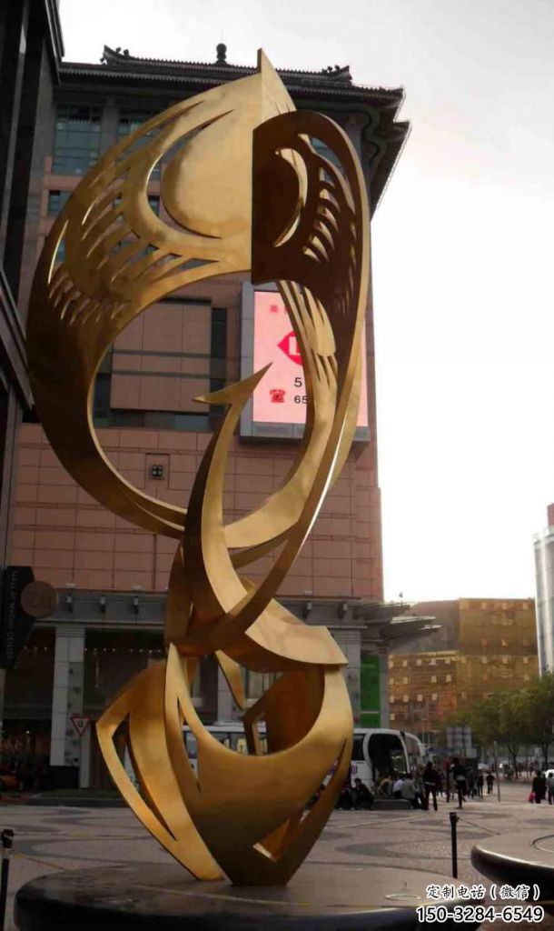 大型不銹鋼鳳凰雕塑廠家 商業街廣場雕塑 古銅色擺件