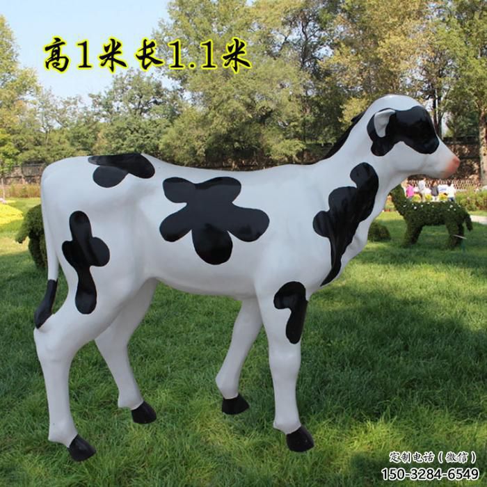 仿古玻璃鋼奶牛雕塑 庭院彩繪雕塑 田間小品