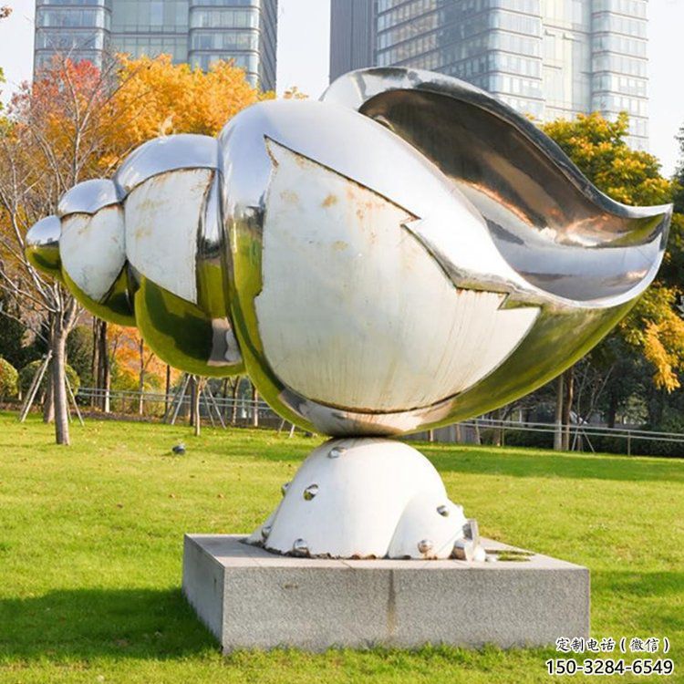 大型不銹鋼海螺雕塑 門口創意雕塑 售樓處小品