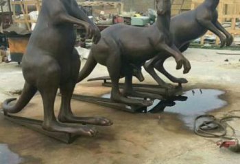 古銅色袋鼠銅雕塑 大型城市雕塑 商業街擺件