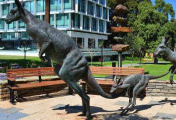 商場袋鼠銅雕塑 仿真動物雕塑 店門口小品