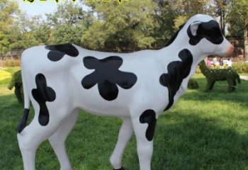 仿古玻璃鋼奶牛雕塑 庭院彩繪雕塑 田間小品