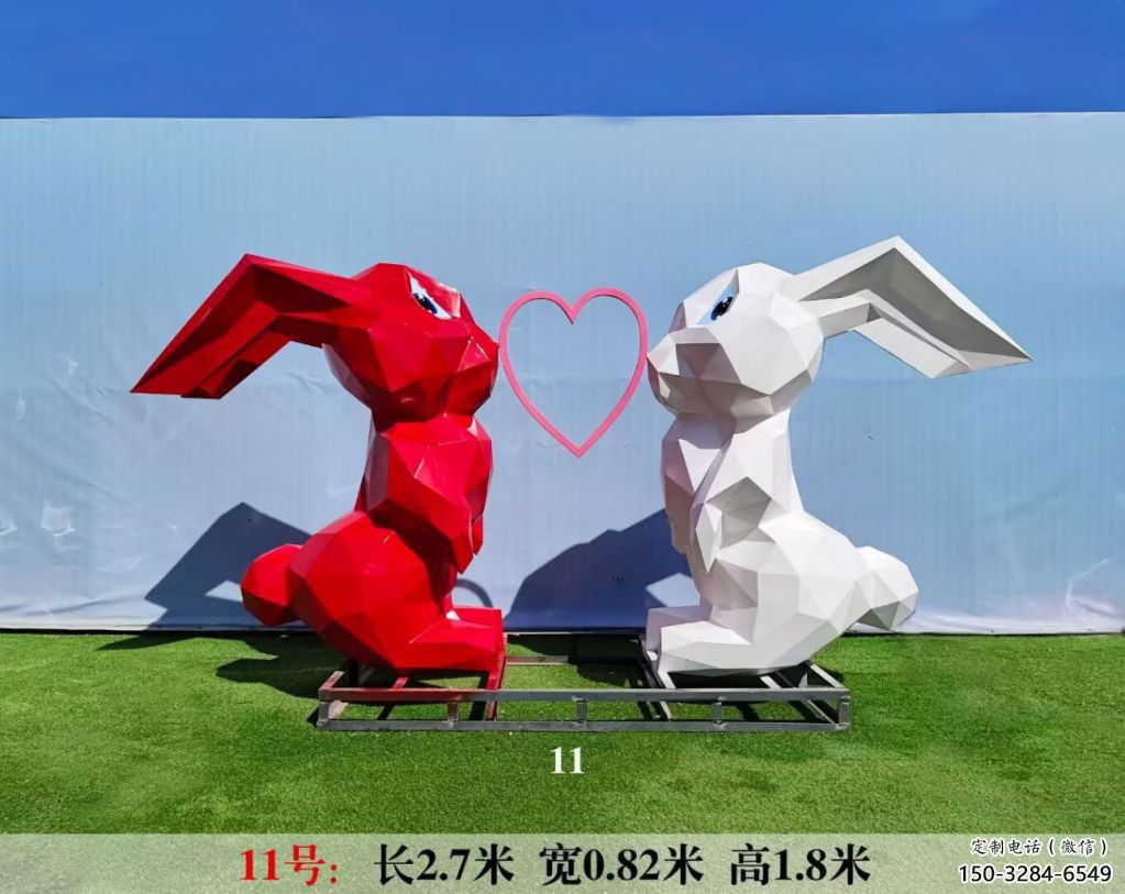 不銹鋼廣場兔子雕塑 公園仿真雕塑 抽象擺件