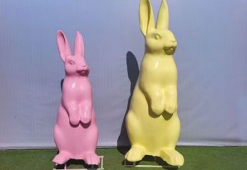 玻璃鋼兔子雕塑生產 庭院仿真雕塑 彩繪擺件