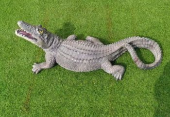 玻璃鋼幾何鱷魚(yú)雕塑 庭院仿真雕塑 彩繪擺件