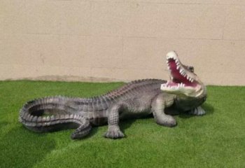 商場(chǎng)玻璃鋼鱷魚(yú)雕塑 仿真動(dòng)物雕塑 店門口小品