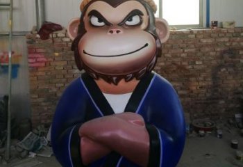 園林玻璃鋼猴子雕塑廠家 田間彩繪雕塑 仿真擺件
