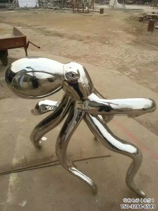 不銹鋼章魚雕塑廠家，鏡面動物，海洋生物小品 (2)