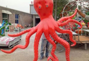 玻璃鋼章魚雕塑廠家，仿真彩繪工藝，景觀動物小品 (2)
