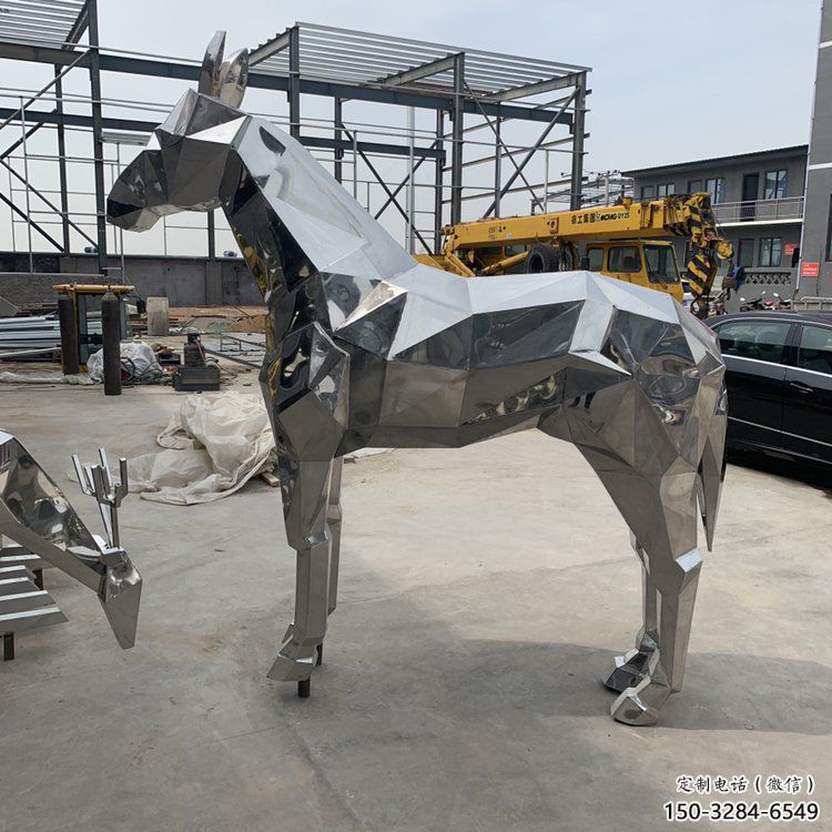 創(chuàng)意不銹鋼駿馬雕塑 步行街店門口雕塑 鏡面小品