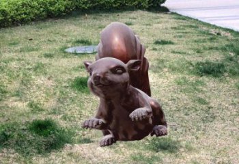 銅松鼠雕塑廠家，動物景觀擺件，仿古元素設計 (7)