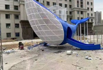 鯨魚雕塑廠家，烤漆彩繪工藝，公園廣場景觀擺件 (4)