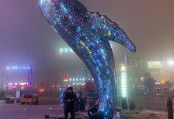 大型鯨魚雕塑，鏤空燈光原理，戶外公園廣場擺件 (1)
