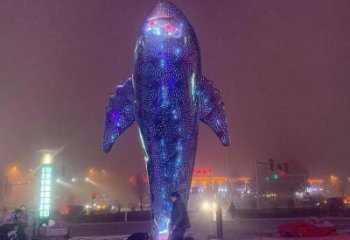大型鯨魚雕塑，鏤空燈光原理，戶外公園廣場擺件 (6)