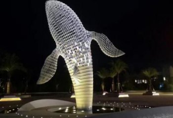 大型鯨魚雕塑，鏤空燈光原理，戶外公園廣場擺件 (9)