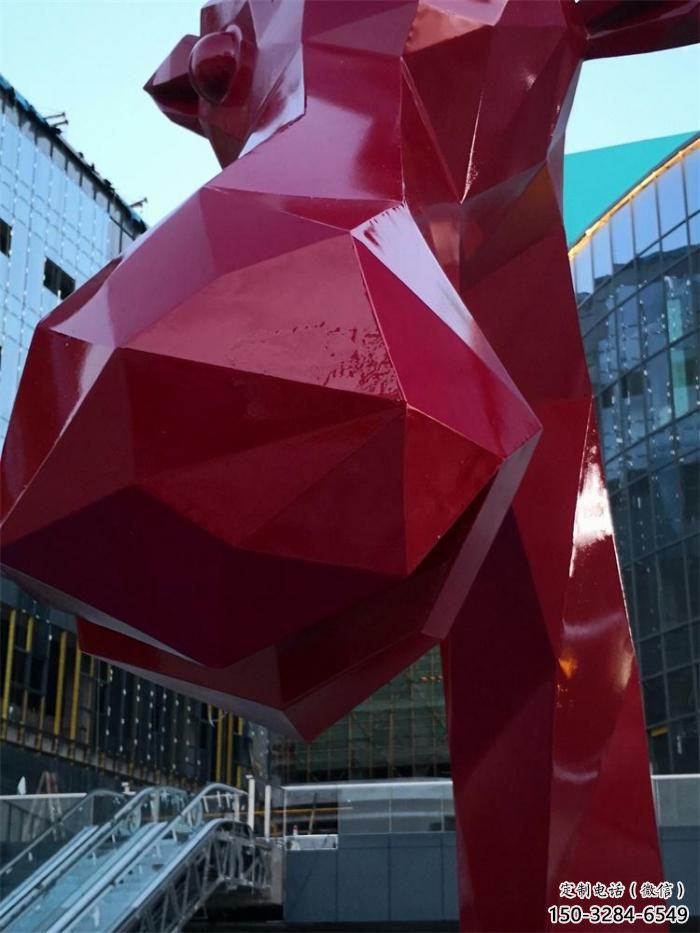 不銹鋼長(zhǎng)頸鹿雕塑，異形幾何動(dòng)物，售樓處小區(qū)擺件 (8)