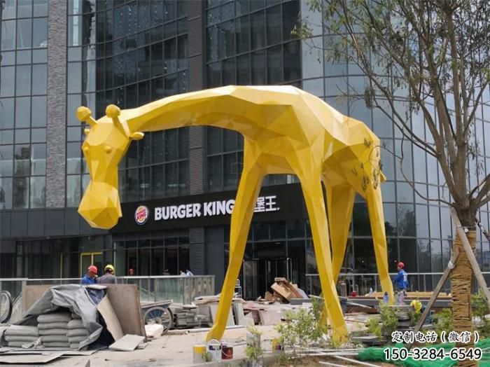 不銹鋼長頸鹿雕塑，異形幾何動物，售樓處小區擺件 (10)