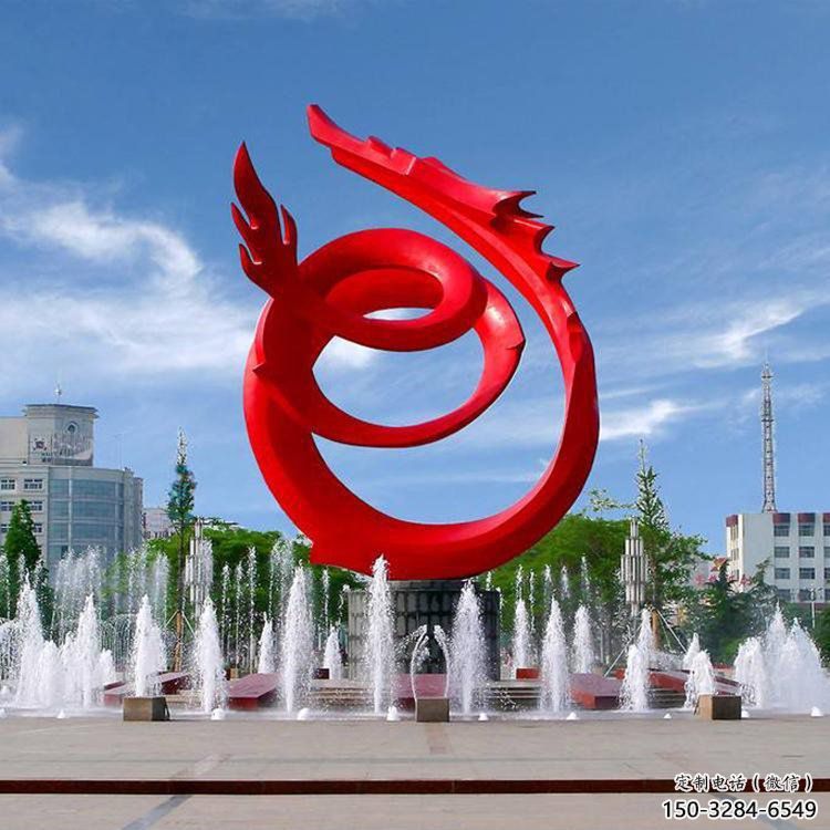 不銹鋼龍形雕塑，大型動物景觀，烤漆工藝制作 (4)