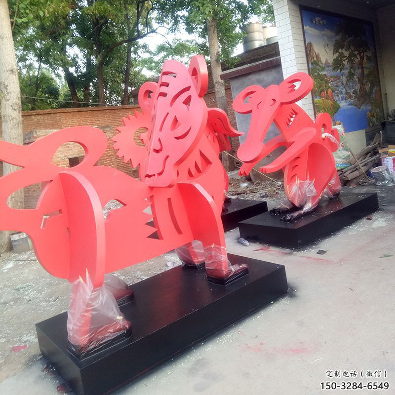 彩繪生肖雕塑廠家 仿真雕塑 步行街擺件