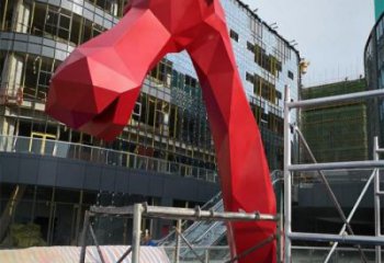 不銹鋼長(zhǎng)頸鹿雕塑，異形幾何動(dòng)物，售樓處小區(qū)擺件 (1)