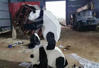 不銹鋼長(zhǎng)頸鹿雕塑，異形幾何動(dòng)物，售樓處小區(qū)擺件 (4)