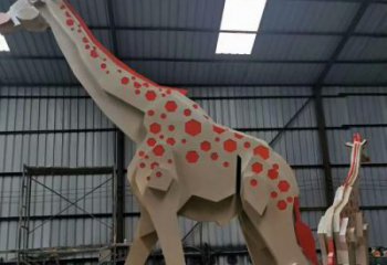 不銹鋼長(zhǎng)頸鹿雕塑，異形幾何動(dòng)物，售樓處小區(qū)擺件 (5)