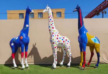 玻璃鋼長頸鹿雕塑，仿真彩繪工藝，公園廣場房地產(chǎn)擺放 (8)