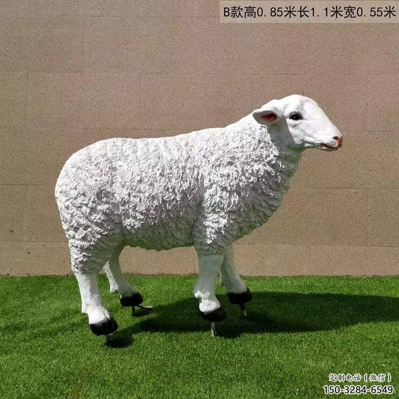 彩繪玻璃鋼綿羊雕塑，動(dòng)物景觀，廣場園林雕塑