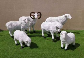 玻璃鋼綿羊雕塑廠家，動物景觀，廣場園林小品