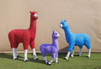 彩繪玻璃鋼綿羊雕塑廠家，動物景觀，園林小品