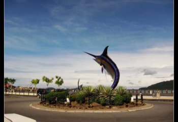 玻璃鋼劍魚雕塑，海洋生物雕塑，公園廣場(chǎng)大型雕塑