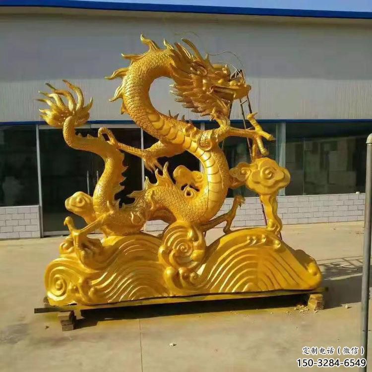 鑄銅龍頭雕塑，黃銅材質，公園園林擺件