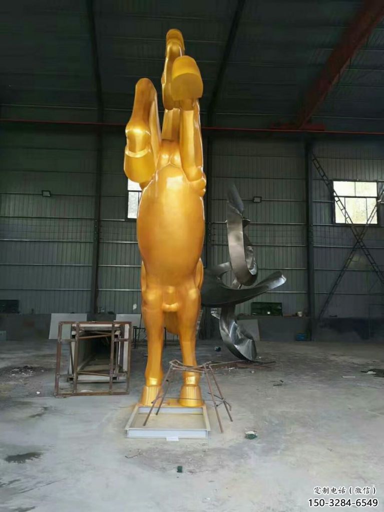 公園奔馬雕塑，城市街頭擺件，不銹鋼動物小品