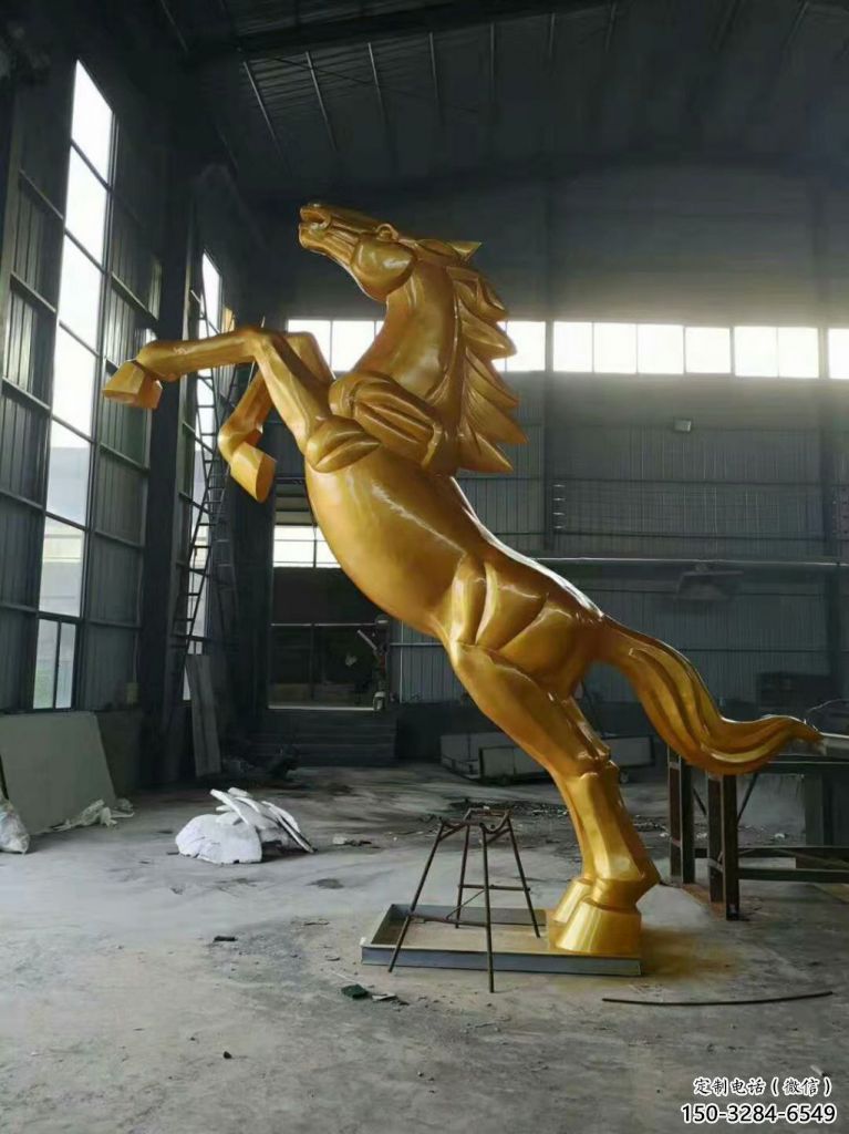 廣場奔馬雕塑，城市街頭擺件，不銹鋼動物小品