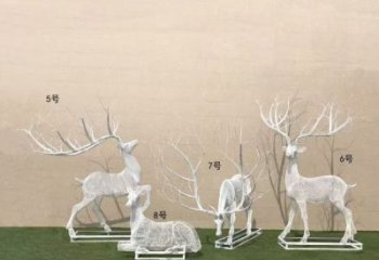 售樓處不銹鋼麋鹿雕塑 商業(yè)街仿真雕塑 動物擺件