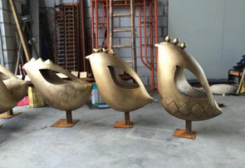 操場鳥類雕塑，公園題材，剪影工藝