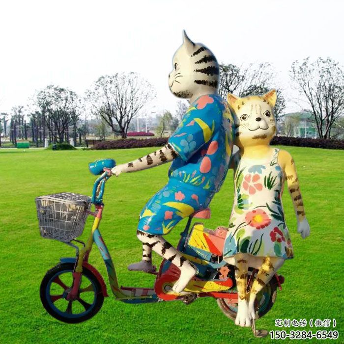 庭院小貓雕塑，動物小品，卡通工藝