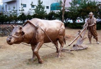 農(nóng)村小牛雕塑，廣場擺件，抽象工藝