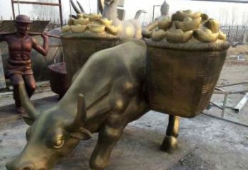 小區(qū)小牛雕塑，抽象主題，鑄銅工藝